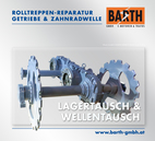 Abb.: Rolltreppen-Reparatur | Getriebe mit Zahnradwelle und Handlaufwelle | Wellentausch, Lagertausch