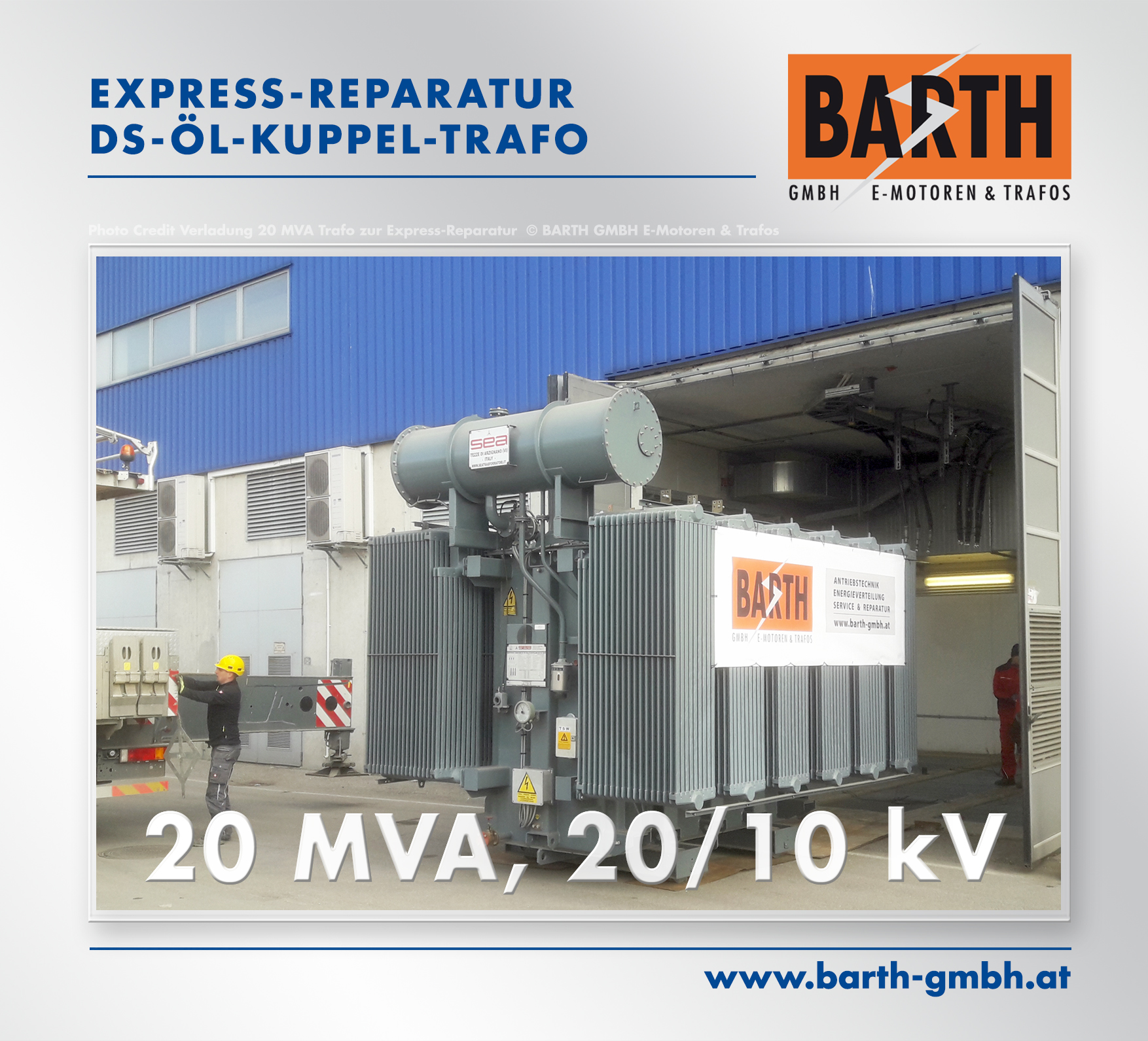 Express-Reparatur eines 20 MVA-Kuppel-Trafos (Tausch des Umstellers)