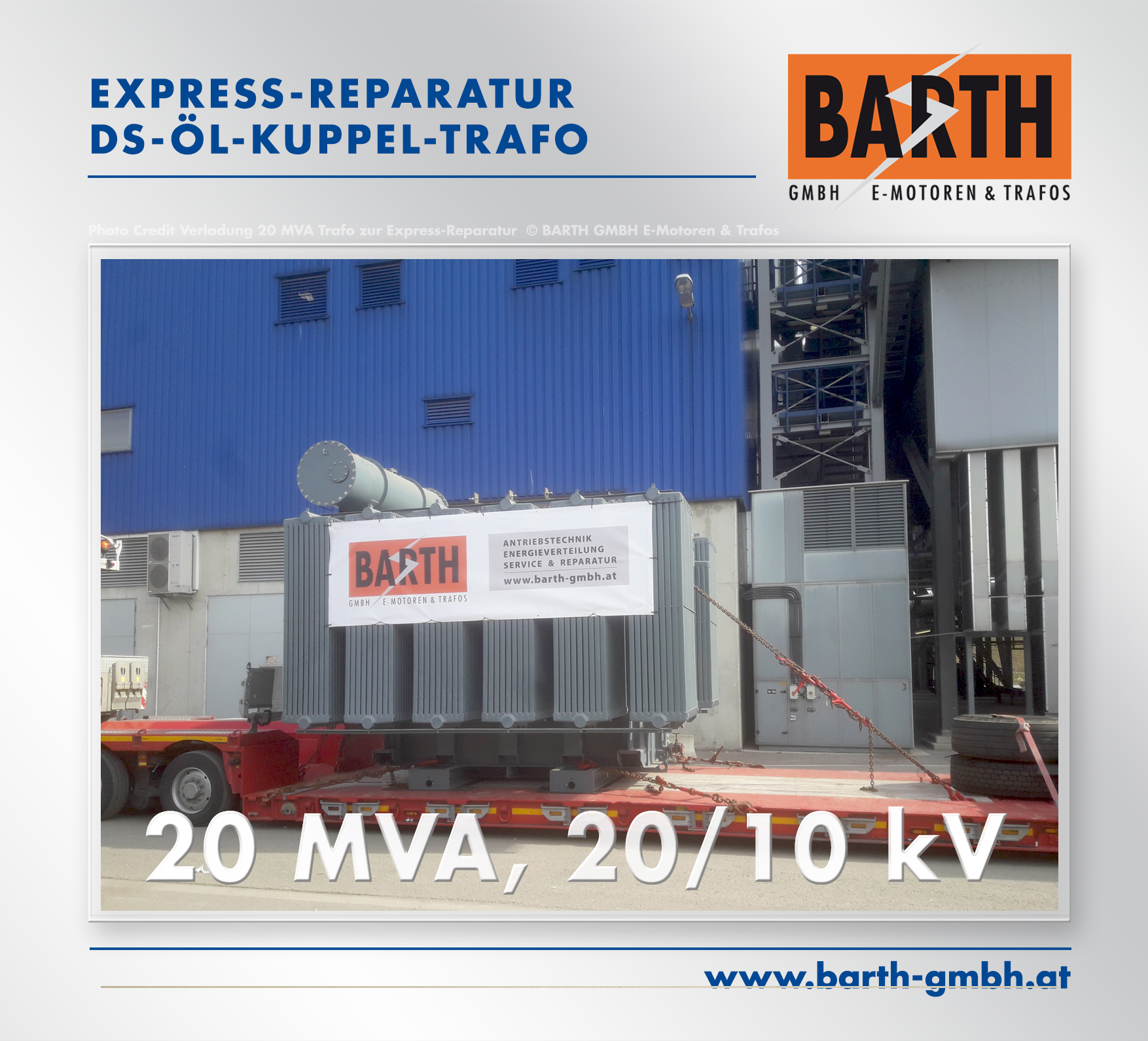 Express-Reparatur eines 20 MVA-Kuppel-Trafos (Tausch des Umstellers)